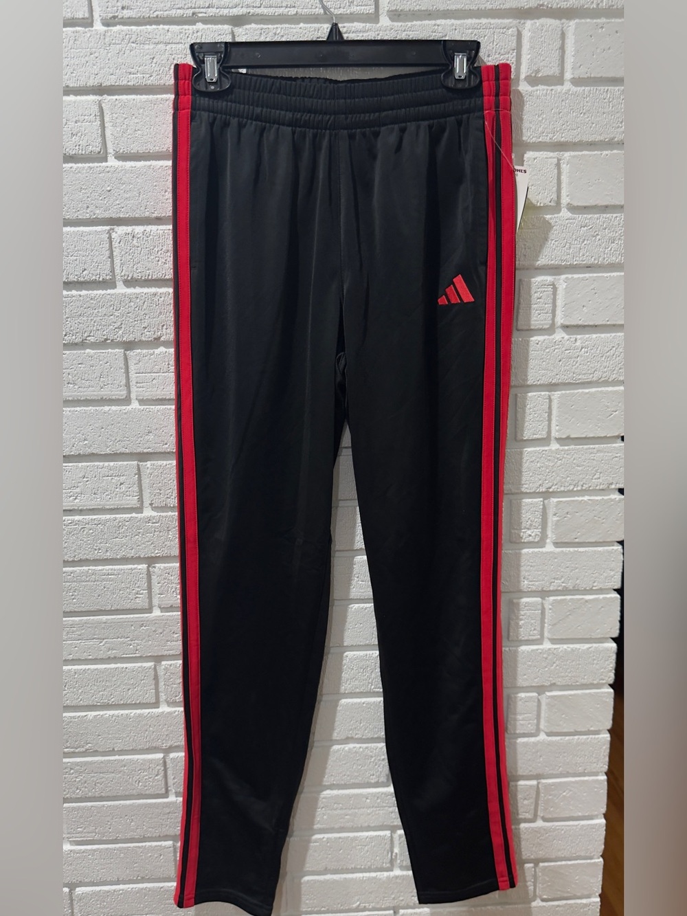 adidas Kids Black Pants with Red Side Stripes